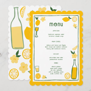 Limoncello Lemonade Lemons CUSTOM Bridal Shower  Menu