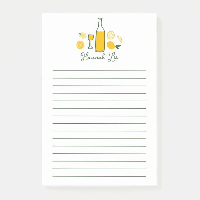 Limoncello Lemons CUSTOM Name Cute Post-it Notes (Front)