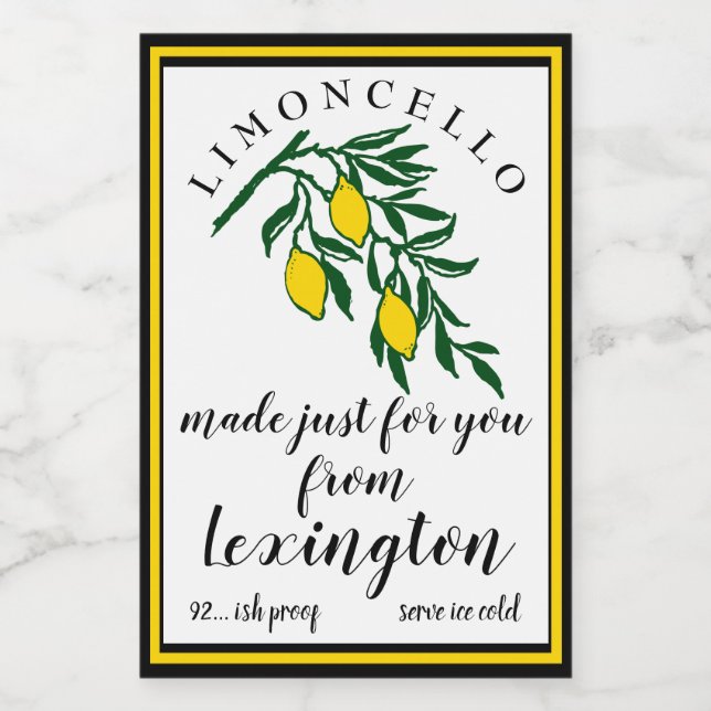 Limoncello Lemons On Branch Bottle Label | (Single Label)