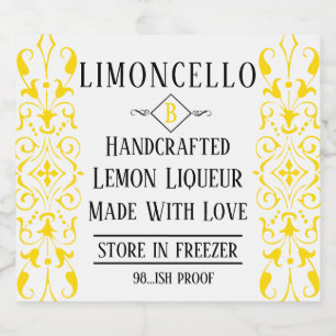 Limoncello Liqueur Fancy Wedding Guest Favour Liquor Bottle Label