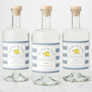Limoncello moderne Dusty Blue Stripe Étiquette de 