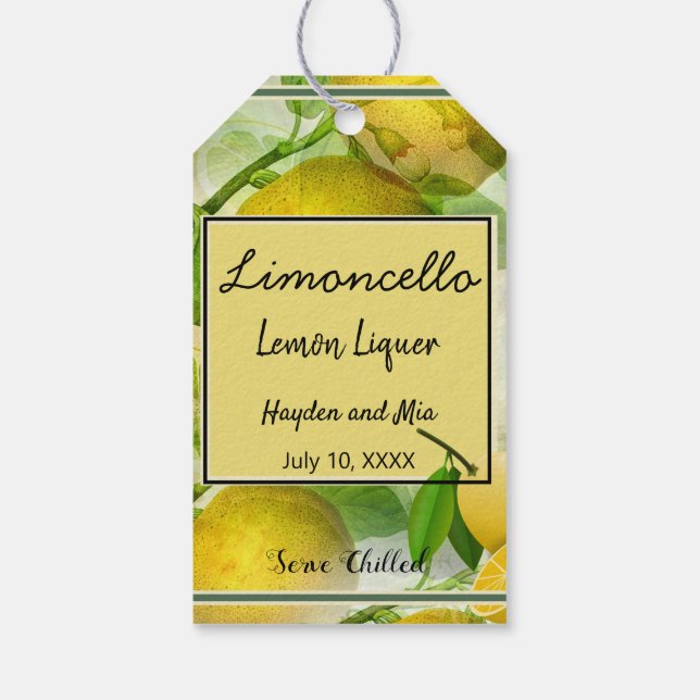 Limoncello Personalized Gift Tags (Back)