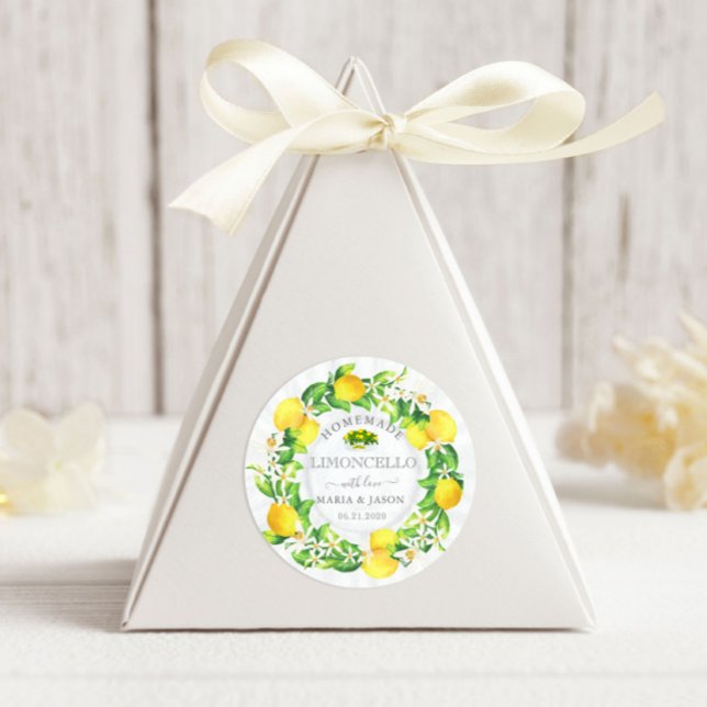 Limoncello Rustic Monogram Favour Classic Round Sticker (Creator Uploaded)