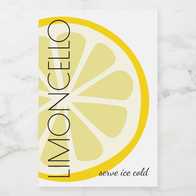 Limoncello Small Label With Modern Lemon Image | (Single Label)