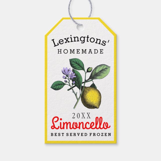 Limoncello Vintage Homemade Bottle Tag | (Front)