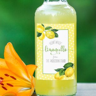 Limoncello watercolor lemon custom script name dot wine label