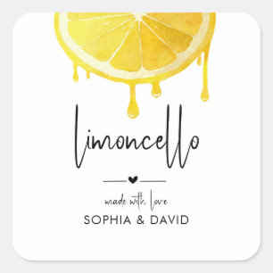 Limoncello Watercolor Lemon Homemade Liqueur  Square Sticker