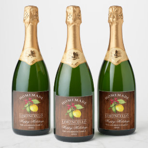 Limoncello Wood Happy Holidays Bottle Label