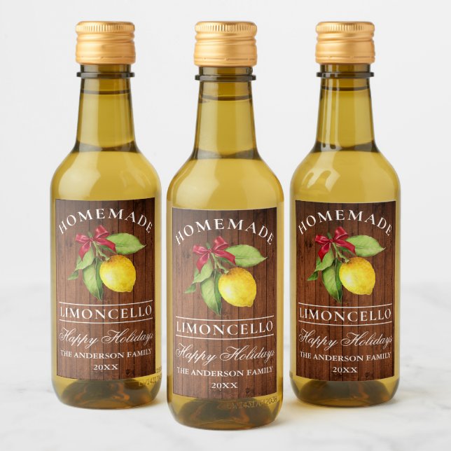 Limoncello Wood Holiday Mini Bottle Label (Bottles)