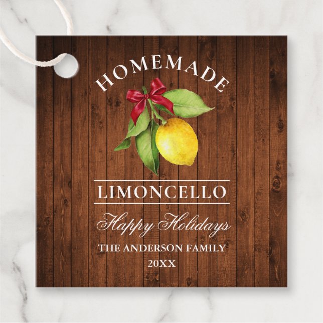 Limoncello Wood Print Happy Holidays Tag (Front)