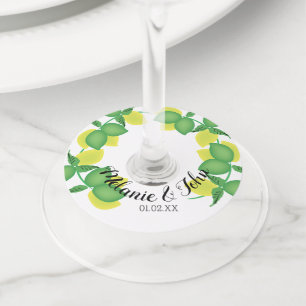 Limoncillos Lime Lemon Design  - Couple Name Wine Glass Tag