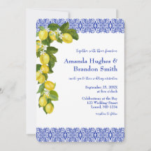 Limone I Italian Lemon & Blue Tile Wedding Invite