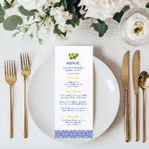 Limone I Italian Lemon & Blue Tile Wedding Menu