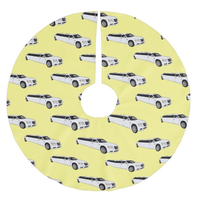 Limousine cartoon illustration brushed polyester tree skirt (Front)