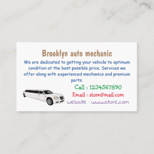 Limousine cartoon illustration business card