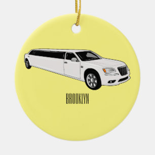 Limousine cartoon illustration ceramic ornament