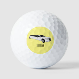 Limousine cartoon illustration golf balls