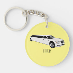 Limousine cartoon illustration keychain