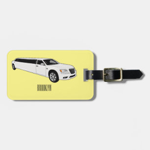 Limousine cartoon illustration luggage tag
