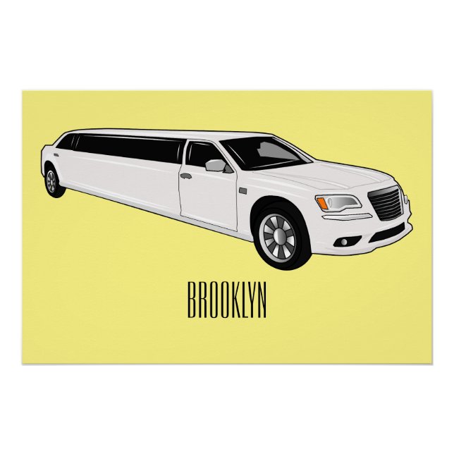 Limousine cartoon illustration poster (Front)