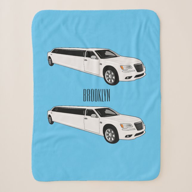 Limousine cartoon illustration sherpa blanket (Front)
