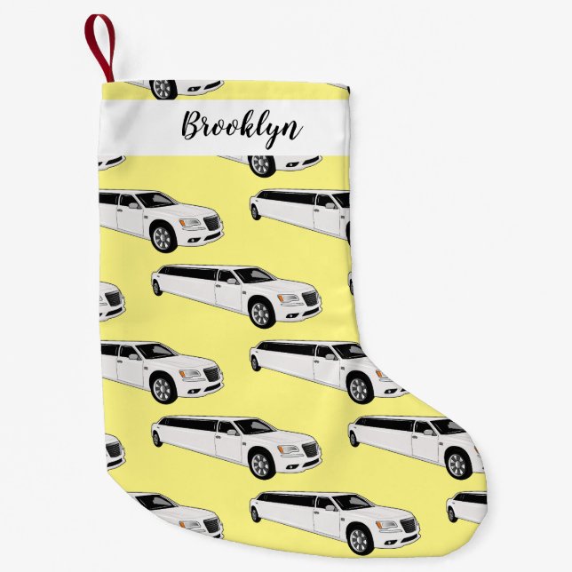 Limousine cartoon illustration small christmas stocking (Front)
