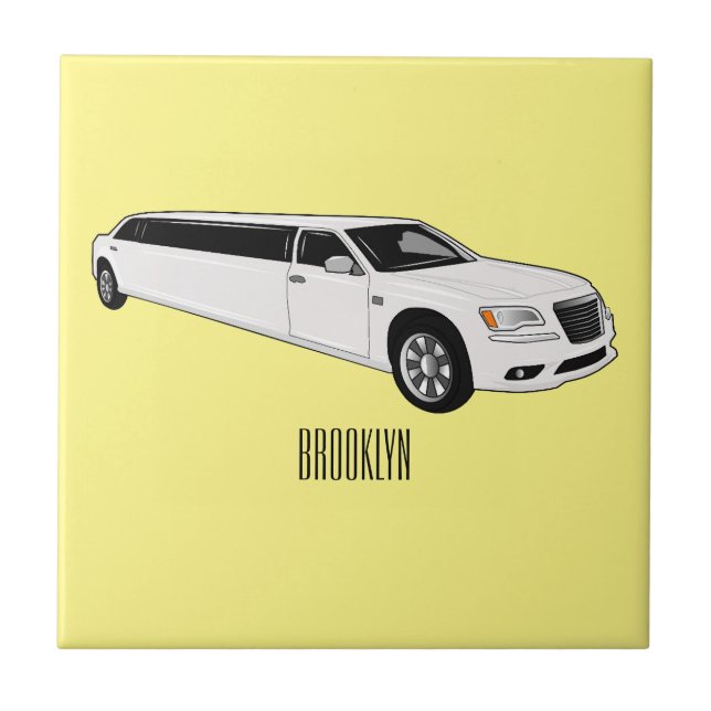 Limousine cartoon illustration tile (Front)