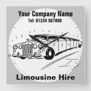Limousine Hire Cartoon Square Wall Clock
