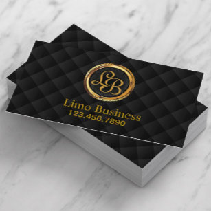 Limousine Limo Driver Monogram Gold Initials Business Card