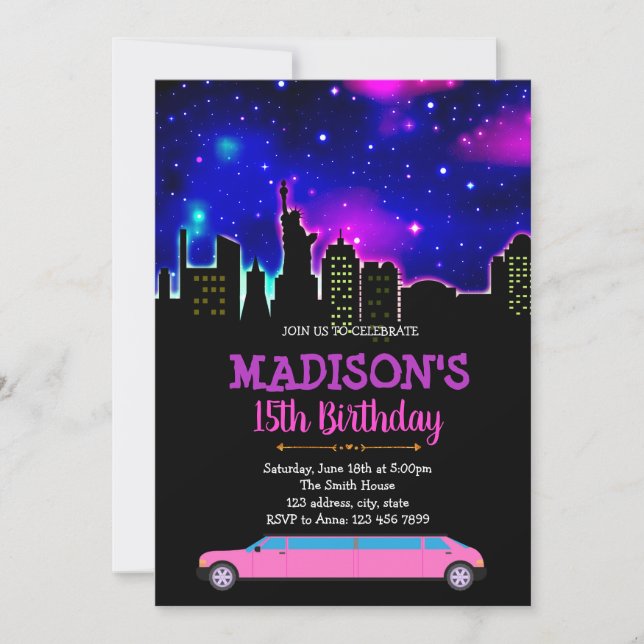 Limousine theme party invitation (Front)