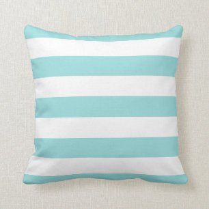 Limpet Shell Aqua & White Striped Throw Pillow