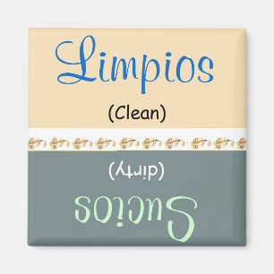 Limpios  /Sucios Dishwasher /Lavaplatos Magnet
