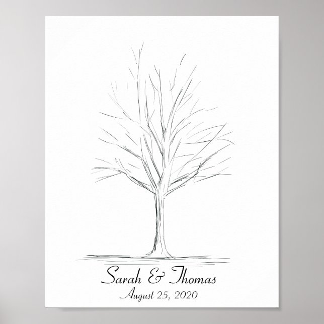 Lin Art Drawing Fingerprint Tree Poster (Front)