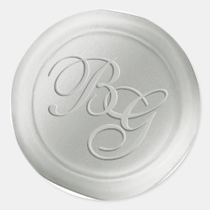 Lin Blanc Calligraphie Monogramme Stickers Cire