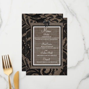 Lin et dentelle noir, blanc burlap Lénine menu
