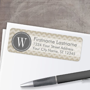 Lin et Gris Chevron Motif avec Monogramme