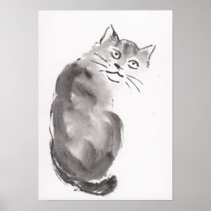 Lin Li(LinLi888) Art Print Sumi-E Cat 21012901