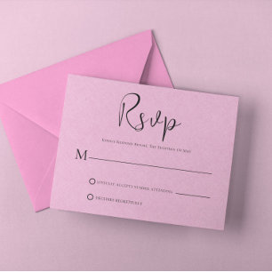 Lin rose clair Simple Script noir carte RSVP