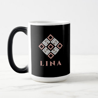 LINA Name Mug | Modern Kufic Geometric Pattern Des
