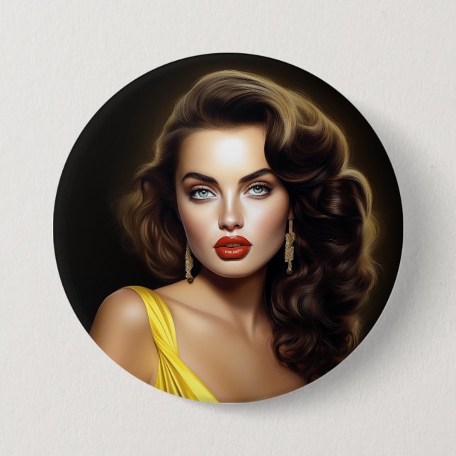 Lina - Super Model Latina!  3 Inch Round Button (Front)