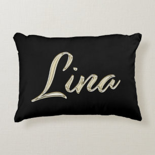 Lina white gold Handwriting Dekokissen Kissen Accent Pillow