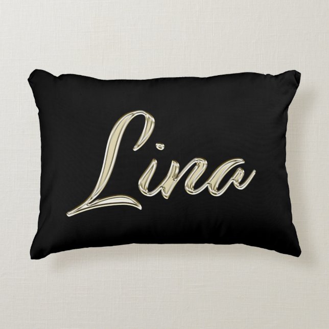 Lina white Handwriting Dekokissen Accent Pillow (Front)