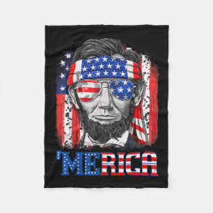 Lincoln 4th Of July Merica Men Women American Flag Fleece Blanket