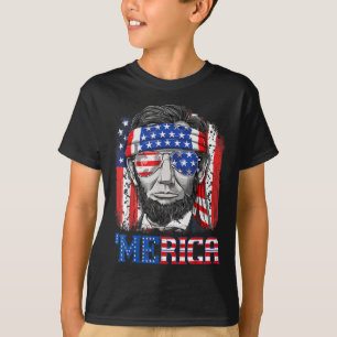 Lincoln 4th Of July Merica Men Women American Flag T-Shirt
