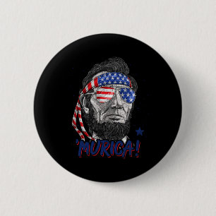 Lincoln 4th Of July Murica Men Women American Flag 2 Inch Round Button