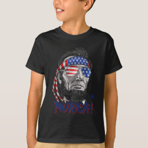 Lincoln 4th Of July Murica Men Women American Flag T-Shirt