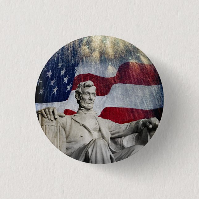 Lincoln and Fireworks 1 Inch Round Button (Front)