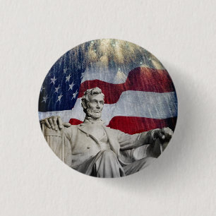 Lincoln and Fireworks 1 Inch Round Button