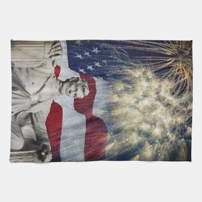 Lincoln and Fireworks Kitchen Towel (Horizontal)
