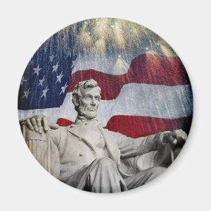 Lincoln and Fireworks Magnet